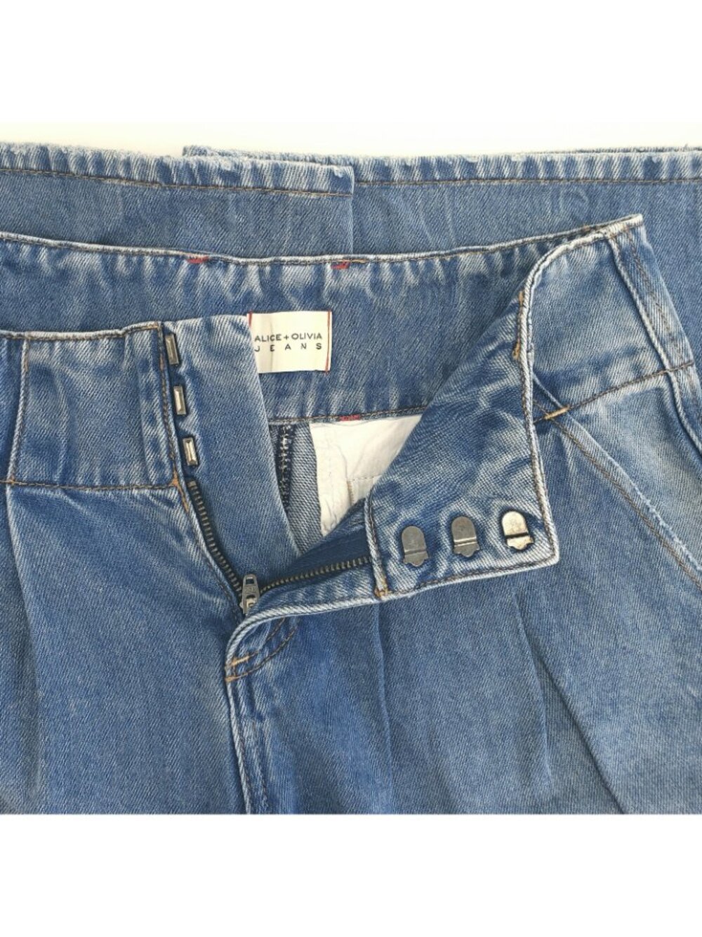 Alice + Olivia Women's Anders Pleated Wide Leg Jeans in Georgia Blue Size 25 - Picture 5 of 6